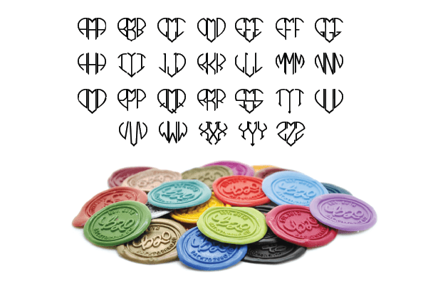 Heart Triple Initials Monogram Wax Seal Stamp - Backtozero B20 - 3 initials, 3initials, Copper Gold, Heart, signaturehandle, Three initials, Triple Initials