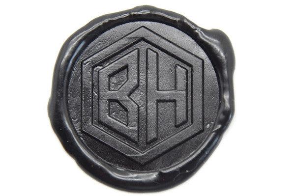 Hexagram Double Initials Wax Seal Stamp - Backtozero B20 - 2 initials, 2initials, Black, double, Double Initials, genericlonghandle, hexagon, Initial, Letters, Monogram, Personalized, Two initials, Wedding