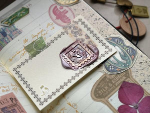 Postal Stamp Air Mail Wax Seal Stamp Designed by Petra - Backtozero B20 - Bee, botanic, Botanical, collaboration, gold, postal, postal stamp, Signature, signaturehandle, square, wreath