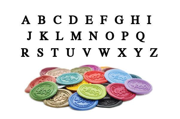 Wreath Initial Wax Seal Stamp - Backtozero B20 - 1 initial, 1initial, genericlonghandle, Laurel Wreath, Monogram, One Initial, Palm Red, Personalized, wreath