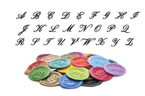 Script Initial Wax Seal Stamp - Backtozero B20 - 1 initial, 1initial, Black, genericlonghandle, Letter, Monogram, One Initial, Personalized