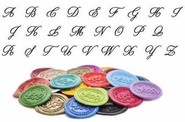 Calligraphy Initial Wax Seal Stamp | Available in 4 Sizes - Backtozero B20 - 1 initial, 1.2cm, 1initial, Calligraphy, Letter, Metallic, mini, Monogram, One initial, Personalized, Signature, signaturehandle, tiny