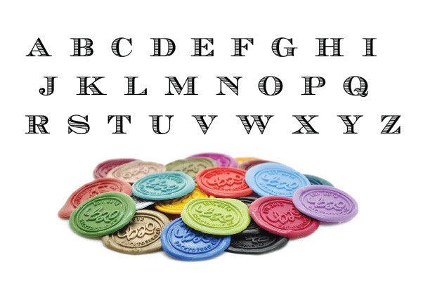 Triple Initials Monogram Wax Seal Stamp - Backtozero B20 - 3 initials, 3initials, Brown, genericlonghandle, Initial, Monogram, Personalized, Three initials, Triple Initials, Wedding