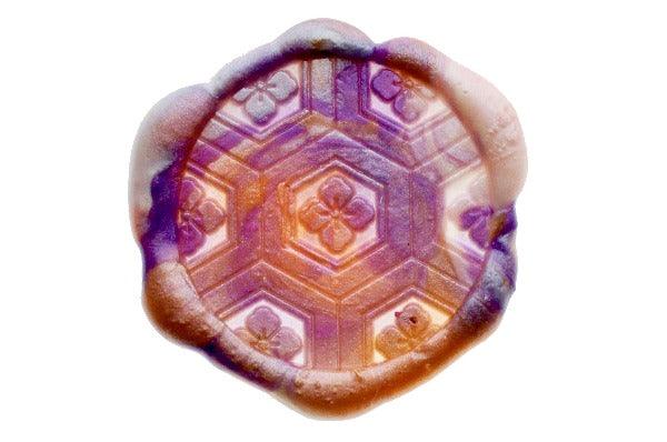 Kikko Hanabishi Japanese Pattern Wax Seal Stamp - Backtozero B20 - background, japan, japanese, magic hour, marble, marble wax, mixed wax, pattern, Signature, signaturehandle, texture