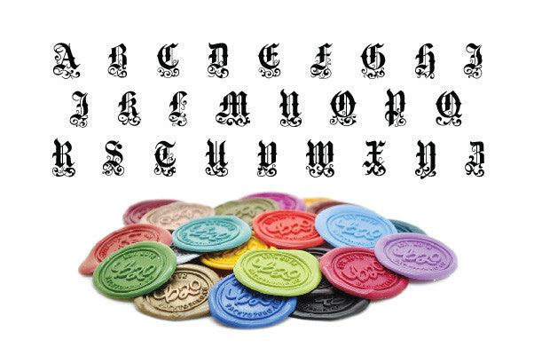 Gothic Initial Wax Seal Stamp - Backtozero B20 - 1 initial, 1initial, Deep Red, genericlonghandle, gothic, Letter, Monogram, One Initial, Personalized