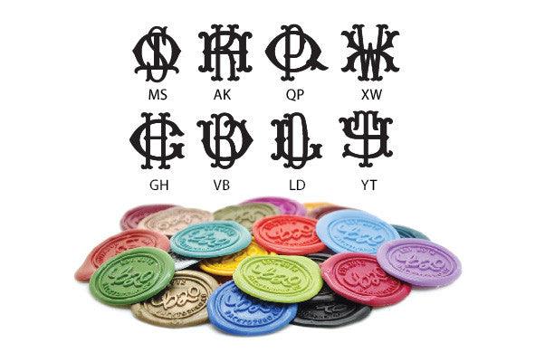 Interlock Monogram Wax Seal Stamp - Backtozero B20 - 2 initials, 2initials, double, Double Initials, genericlonghandle, Initial, interlock, interlocking, Monogram, Personalized, Rose Red, Two initials, Wedding