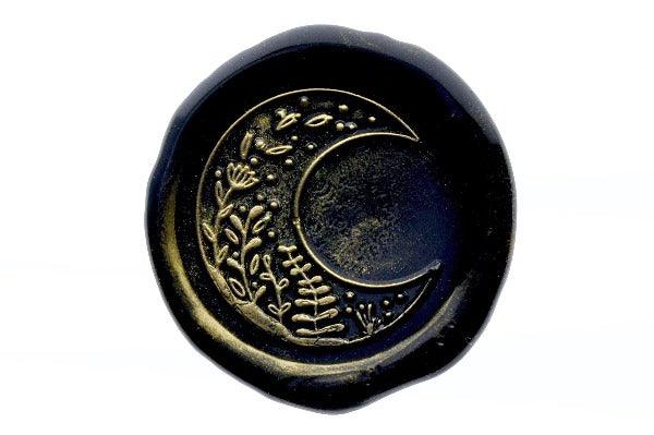 Moon Life Wax Seal Stamp Designed by Nikki Dotti - Backtozero B20 - Black, botanic, Botanical, collaboration, floral, Flower, flowers, gold metallic powder, gold powder, Leaf, Leafs, Leaves, metallic powder, Nature, newarrivals, Signature, signaturehandle