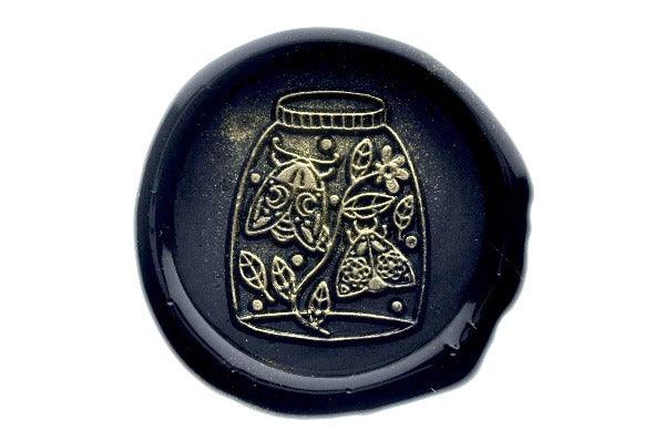 Moth in a Jar Wax Seal Stamp Designed by Nikki Dotti - Backtozero B20 - Black, botanic, Botanical, collaboration, floral, Flower, flowers, gold metallic powder, gold powder, Leaf, Leafs, Leaves, metallic powder, moth, Nature, newarrivals, Signature, signaturehandle