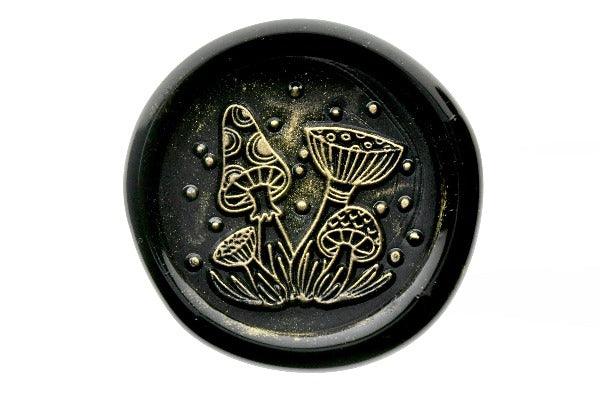 Mushrooms Wax Seal Stamp Designed by Nikki Dotti - Backtozero B20 - Black, botanic, Botanical, collaboration, gold metallic powder, gold powder, metallic powder, mushroom, Nature, newarrivals, Signature, signaturehandle