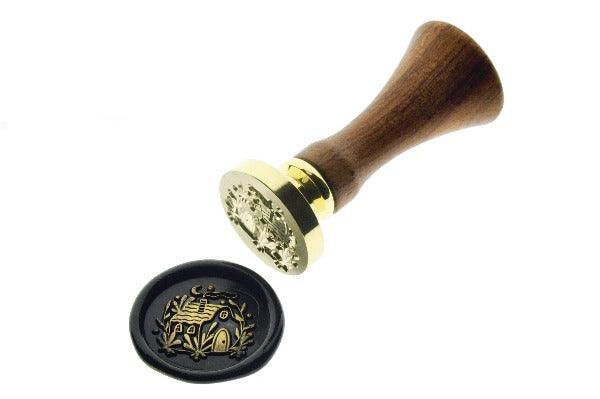 Nature House Wax Seal Stamp Designed by Nikki Dotti - Backtozero B20 - Black, botanic, Botanical, collaboration, gold metallic powder, gold powder, home, house, Leaf, Leafs, Leaves, metallic powder, moon, Nature, newarrivals, Plant, plants, Signature, signaturehandle