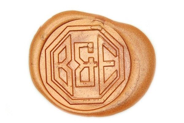 Octagon Double Initials Ampersand Wax Seal Stamp - Backtozero B20 - 2 initials, 2initials, Ampersand, Copper Gold, double, Double Initials, genericlonghandle, Initial, monogram, Personalized, sealing wax, Two initials, Wedding