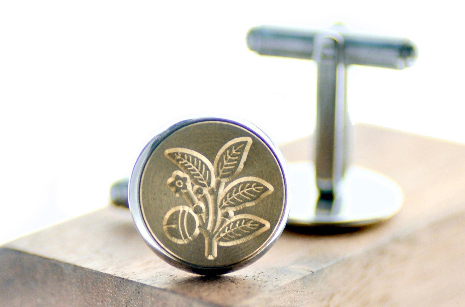 Japanese Kamon Sakaki Bell Signet Cufflinks - Backtozero B20 - 14mm, brass, cufflinks, him, Japanese, japanese family crest, Kamon, signet, stainless steel