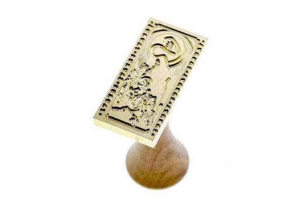 Tarot Style Zodiac Taurus Wax Seal Stamp - Backtozero B20 - animal, black, bull, forest green, light gold, marble, marble wax, metallic green, rectangle, Signature, signaturehandle, Silver, starburst, tarot, zodiac