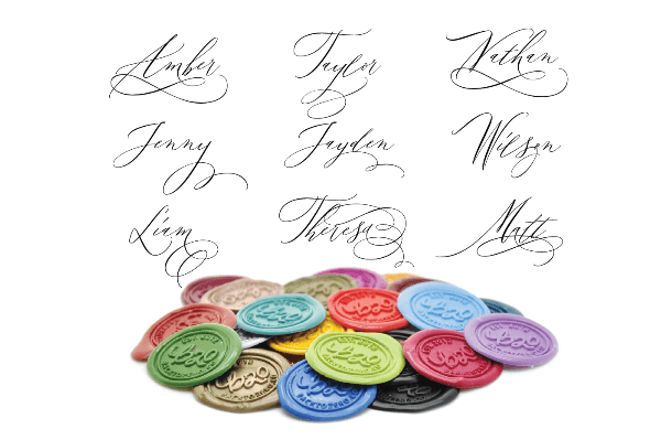 Personalized Victorian Calligraphy Wax Seal Stamp - Backtozero B20 - 9wordsLONGhandle, Calligraphy, Custom, custom name, Metallic, name, Personalized, word