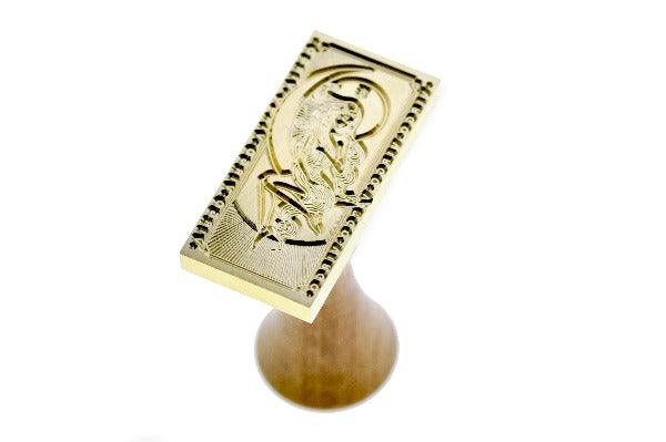 Tarot Style Zodiac Virgo Wax Seal Stamp - Backtozero B20 - black, forest green, light gold, marble, marble wax, metallic green, rectangle, Signature, signaturehandle, Silver, starburst, tarot, zodiac