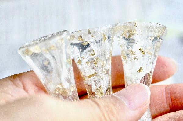 OOAK Resin Wax Seal Handle | White with Gold Foil - Backtozero B20 - clear, gold foil, handle, new, newarrivals, one of a kind, OOAK, resin, transparent, White