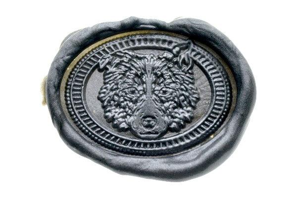 Dog Portrait Wax Seal Stamp - Backtozero B20 - Animal, Animal Lover, dog, dog lover, Metallic Black, oval, Portrait, Signature, signaturehandle