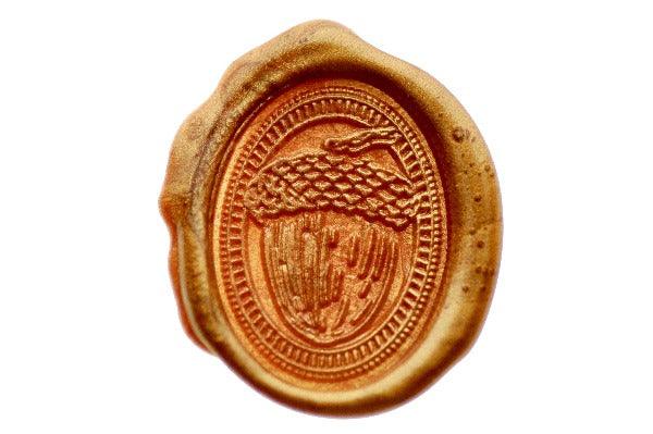 Acorn Portrait Wax Seal Stamp - Backtozero B20 - acorn, Copper Gold, nature, oval, Portrait, Signature, signaturehandle