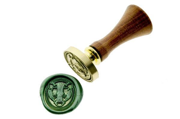 Badger Portrait Wax Seal Stamp - Backtozero B20 - Animal, Animal Lover, badger, Green, Metallic Green, oval, Portrait, Signature, signaturehandle