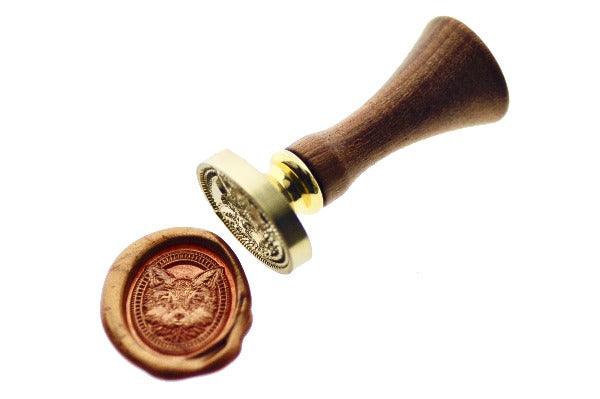 Fox Portrait Wax Seal Stamp - Backtozero B20 - Animal, Animal Lover, Copper Gold, Fox, oval, Portrait, Signature, signaturehandle