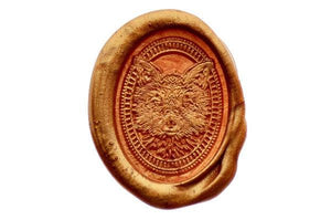 Fox Portrait Wax Seal Stamp - Backtozero B20 - Animal, Animal Lover, Copper Gold, Fox, oval, Portrait, Signature, signaturehandle