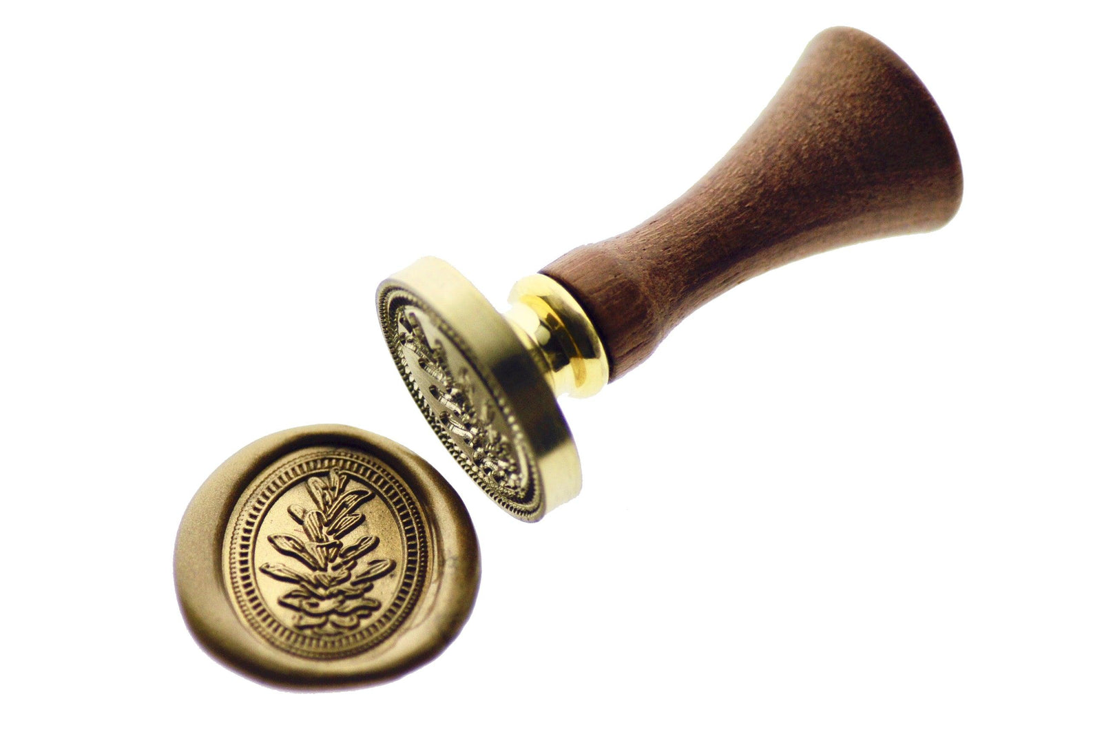 Pine Cone Portrait Wax Seal Stamp - Backtozero B20 - cone, copper, nature, oval, pine cone, Portrait, Signature, signaturehandle