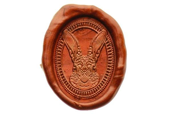 Rabbit Portrait Wax Seal Stamp - Backtozero B20 - Animal, Animal Lover, Bunny, Metallic Red, oval, Portrait, Rabbit, red, Signature, signaturehandle
