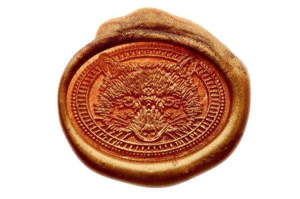 Raccoon Portrait Wax Seal Stamp - Backtozero B20 - Animal, Animal Lover, copper gold, oval, Portrait, raccoon, Signature, signaturehandle, trash panda