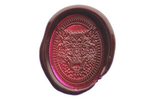 Wolf Portrait Wax Seal Stamp - Backtozero B20 - Animal, Animal Lover, Deep Red, oval, Portrait, Signature, signaturehandle, wolf