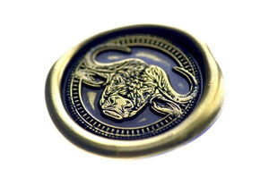 African Buffalo Wax Seal Stamp | Available in 5 Sizes - Backtozero B20 - Animal, Animal Lover, buffalo, gold dust, gold powder, Signature, signaturehandle