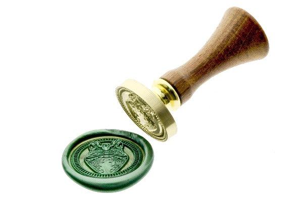 Frog Portrait Wax Seal Stamp - Backtozero B20 - Animal, Animal Lover, frog, Green, Metallic Green, oval, Portrait, Signature, signaturehandle