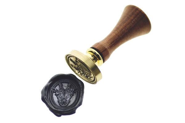 Giraffe Portrait Wax Seal Stamp - Backtozero B20 - Animal, Animal Lover, black, metallic black, oval, Portrait, Signature, signaturehandle