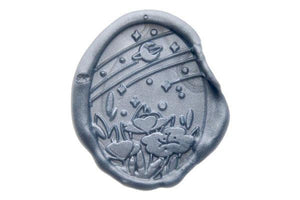 Primrose Requiem Wax Seal Stamp Designed by Ame - Backtozero B20 - ameruu, collaboration, Flower, flowers, gray blue, Metallic Gray Blue, moon, Nature, oval, signaturehandle, star, stars