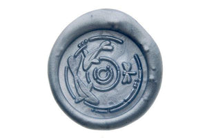 Rivulet Menuet Wax Seal Stamp Designed by Ame - Backtozero B20 - ameruu, collaboration, dragonfly, Fish, gray blue, koi, Metallic Gray Blue, pond, signaturehandle