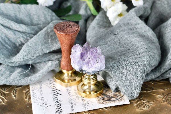OOAK Amethyst Quartz Wax Seal Handle - Backtozero B20 - Amethyst, crystal, handle, quartz