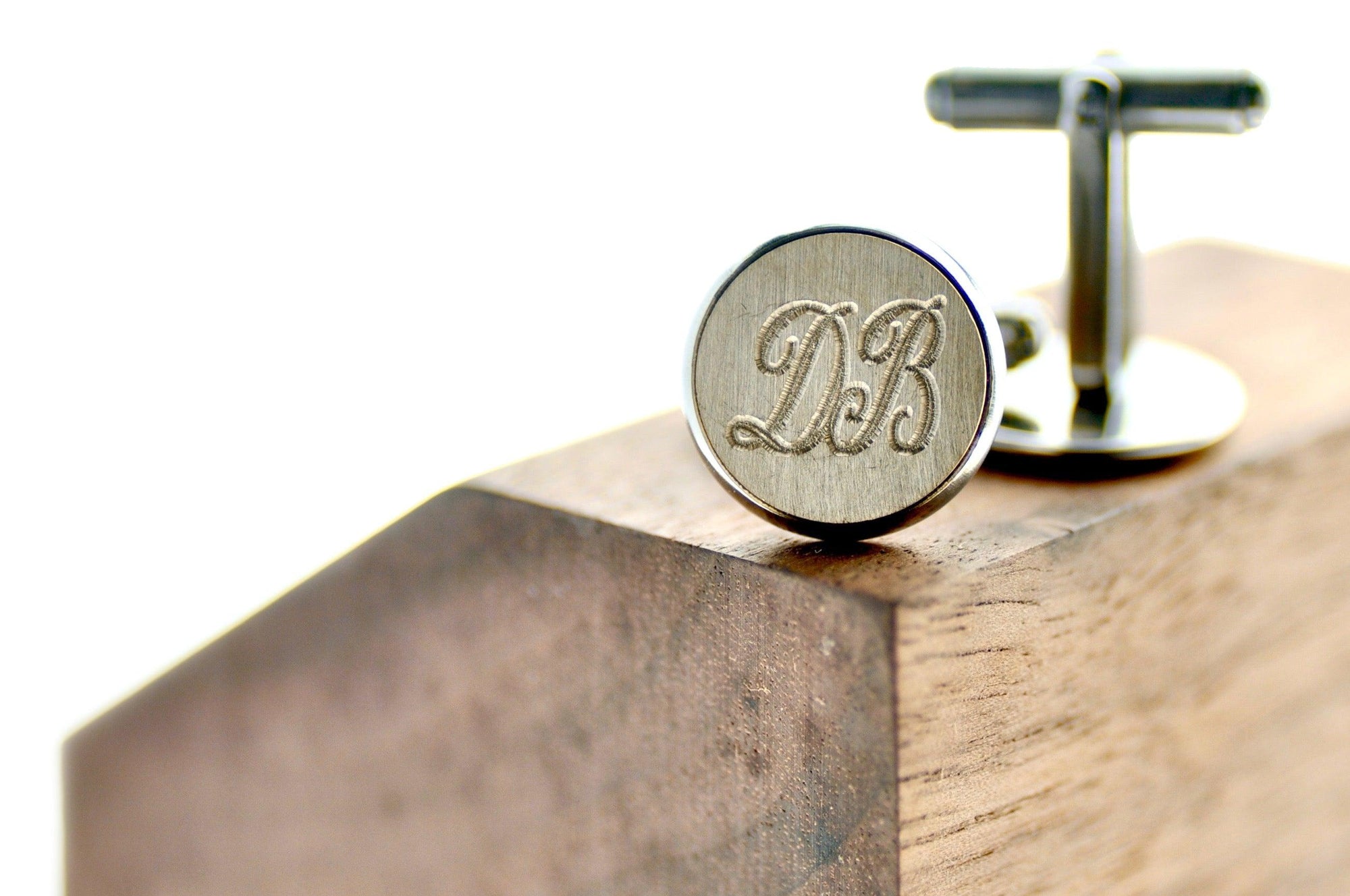 Line Double Initial Signet Cufflinks - Backtozero B20 - 14mm, 2 initials, 2initials, brass, cufflinks, Custom, double, Double Initials, him, monogram, Personalized, signet, stainless steel, Two initials, Wedding