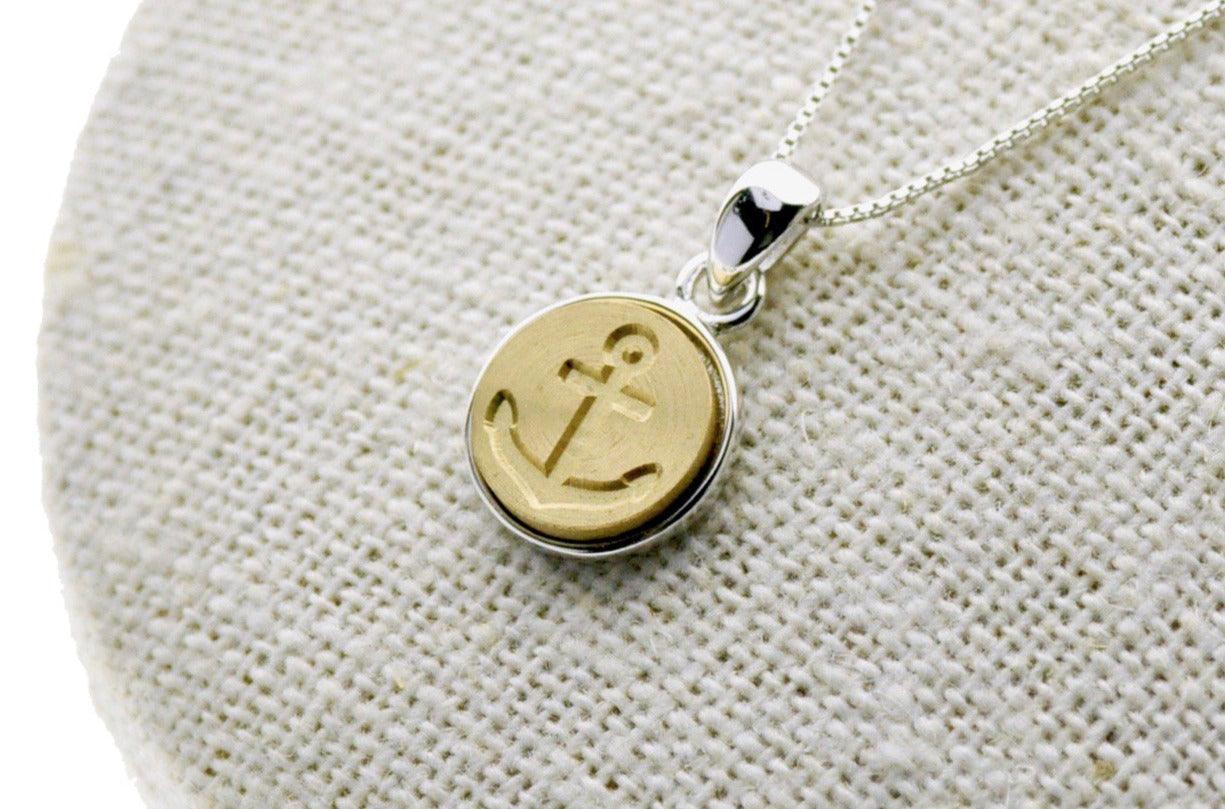 Anchor Minimal Signet Necklace - Backtozero B20 - Anchor, brass, minimal, minimalnecklace, Nautical, necklace, signet, signet necklace, silver