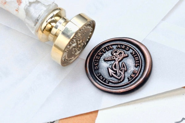 Anchor Latin Motto Wax Seal Stamp | S - Backtozero B20 - antique, knowledge, latin, latin motto, Message, Nautical, Retro, Signature, signaturehandle