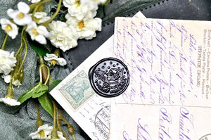Cherub Thinking Wax Seal Stamp - Backtozero B20 - angel, black, cherub, cupid, dup-review-publication, latin motto, Love, Message, romantic, Signature, signaturehandle, silver highlight, valentine