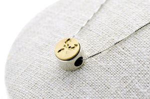 Antler 2-Side Floating Signet Necklace - Backtozero B20 - 10mm, 10mm necklace, 2sidenecklace, bead, brass, charm, deer, deer stag, floating, minimal, minimalnecklace, necklace, signet, signet necklace, silver