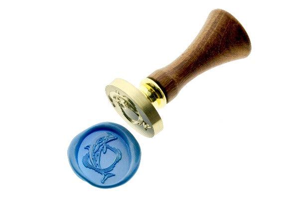Dolphin Portrait Wax Seal Stamp - Backtozero B20 - Animal, Animal Lover, dolphin, marine, marine animal, ocean, oval, pastel blue, Portrait, sea, Signature, signaturehandle