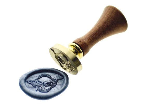 Humpback Whale Portrait Wax Seal Stamp - Backtozero B20 - Animal, Animal Lover, marine, marine animal, metallic grey blue, ocean, oval, Portrait, sea, Signature, signaturehandle, whale