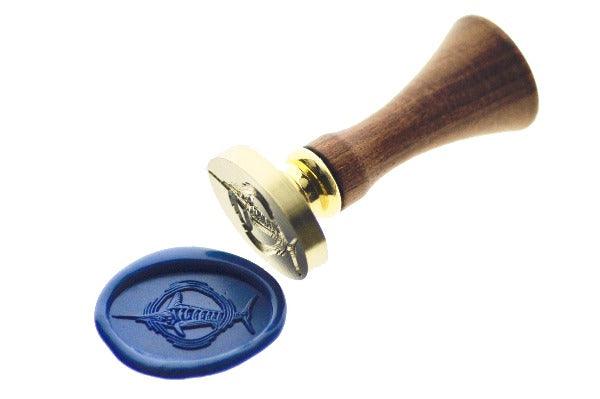 Marlin Portrait Wax Seal Stamp - Backtozero B20 - Animal, Animal Lover, Light Blue, marine, marine animal, ocean, oval, Portrait, sea, Signature, signaturehandle, whale