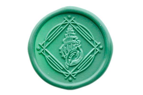 Seashell Portrait Wax Seal Stamp - Backtozero B20 - marine, ocean, Portrait, sea, seashell, shell, Signature, signaturehandle, Turquoise