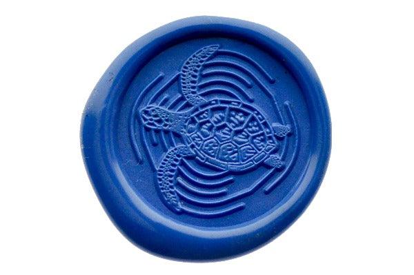 Sea Turtle Portrait Wax Seal Stamp - Backtozero B20 - Animal, Animal Lover, genericlonghandle, Light Blue, marine, marine animal, ocean, Portrait, sea, Signature, signaturehandle