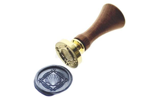 Shell Portrait Wax Seal Stamp - Backtozero B20 - marine, metallic grey blue, ocean, Portrait, sea, seashell, shell, Signature, signaturehandle