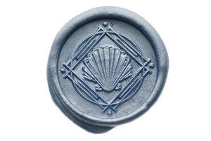 Shell Portrait Wax Seal Stamp - Backtozero B20 - marine, metallic grey blue, ocean, Portrait, sea, seashell, shell, Signature, signaturehandle