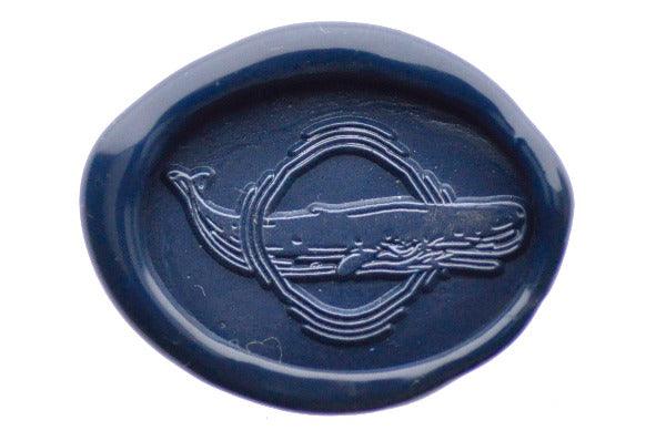 Sperm Whale Portrait Wax Seal Stamp - Backtozero B20 - Animal, Animal Lover, Blue, marine, marine animal, ocean, oval, Portrait, sea, Signature, signaturehandle, whale