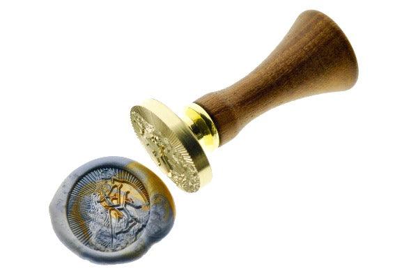 Starburst Zodiac Aquarius Wax Seal Stamp - Backtozero B20 - light gold, marble, marble wax, Metallic Blue, nature, oval, Signature, signaturehandle, Silver, starburst, zodiac