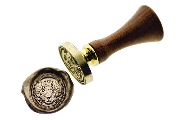 Jaguar Portrait Wax Seal Stamp - Backtozero B20 - Animal, Animal Lover, Champagne Gold, oval, Portrait, rainforest, Signature, signaturehandle